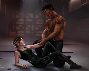 Violet & Xaden Sparring - Officially Licensed Fourth Wing Art Print