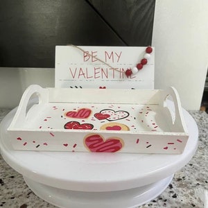 Valentine&#39;s Day Tiered Tray Decor/  Valentine&#39;s Day Wood Sign/Valentine Mini Try for  Tiered Try Decor