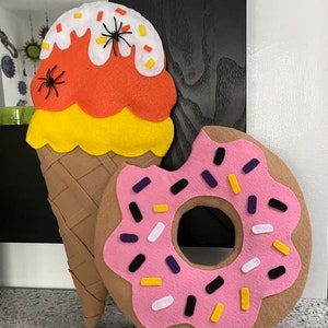 Large Ice Cream and large donut Wreath Attachment/ Donut Wreath Attachment/Halloween Ice Cream Decor/Fake Donut.