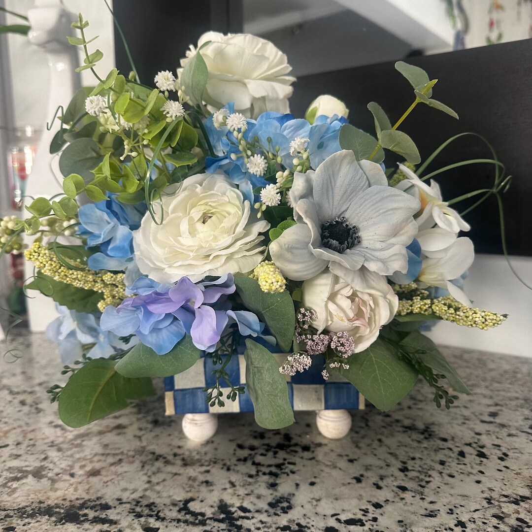 Mix Blue White Floral Arrangement - Etsy