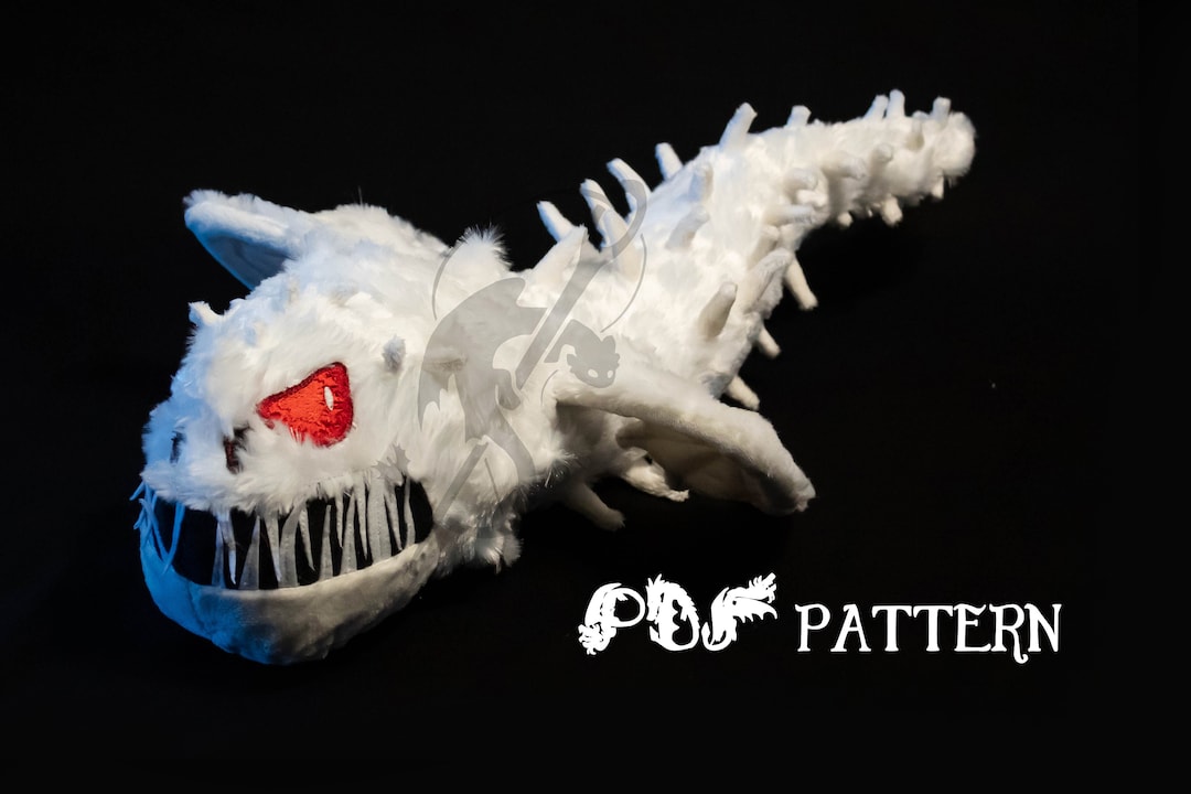 Sewing Pattern PDF Dragon Plush - Screaming Death - White