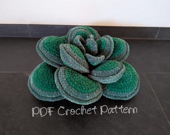 Häkelanleitung PDF Sukkulenten Kissen - Runde Blatt Sukkulente Spirale - Home Decor - Urlaub Geburtstag Geschenk DIY