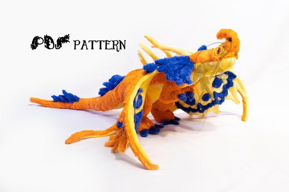 縫製パターン PDF ドラゴンぬいぐるみ - デスソング - バタフライ