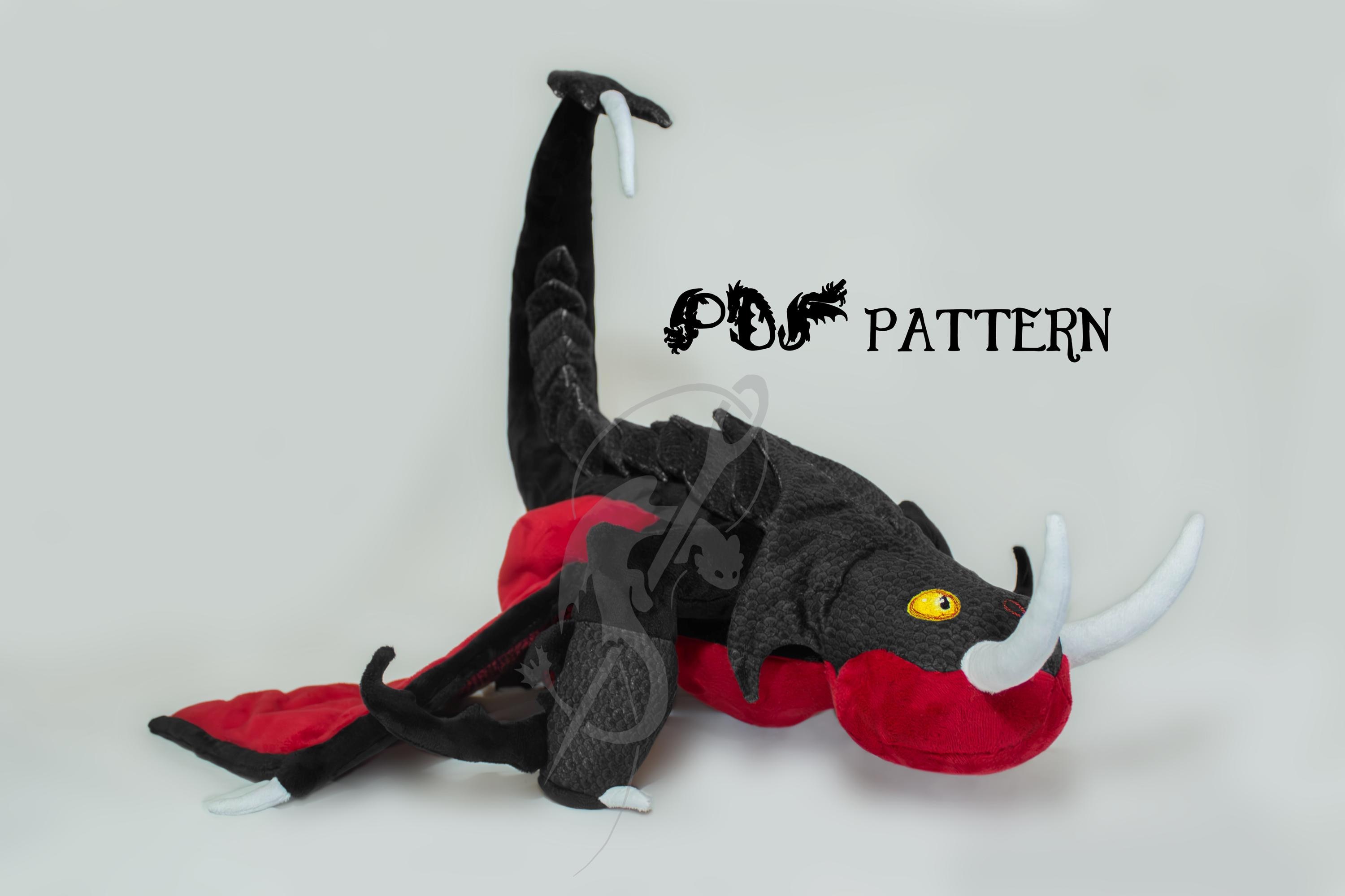 Sewing Pattern PDF Dragon Plush - Deathgripper - Poison Tail Strike Dragon - How to Train Your Dragon - Holiday Gift DIY