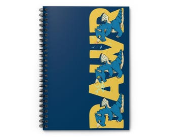 Blauer Drache Spiralblock - Liniert, Kreatives Journal, Einzigartiges Geschenk für Schreiber, Schulmaterial, Gamer Notizen