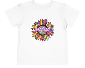 Colorful Doodle Sunflower mimi Toddler Tee | Bright Floral Kids Shirt