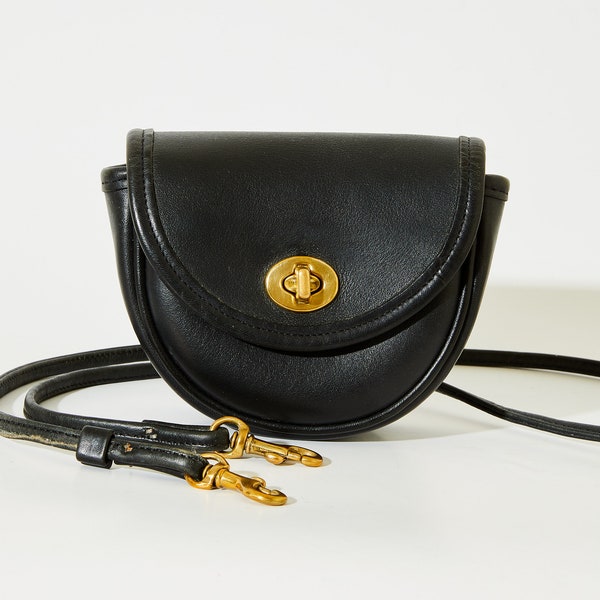 Black Vintage Coach Mini Belt Bag #9826, Made in the United States in 1997, Convertible Crossbody / Belt Bag