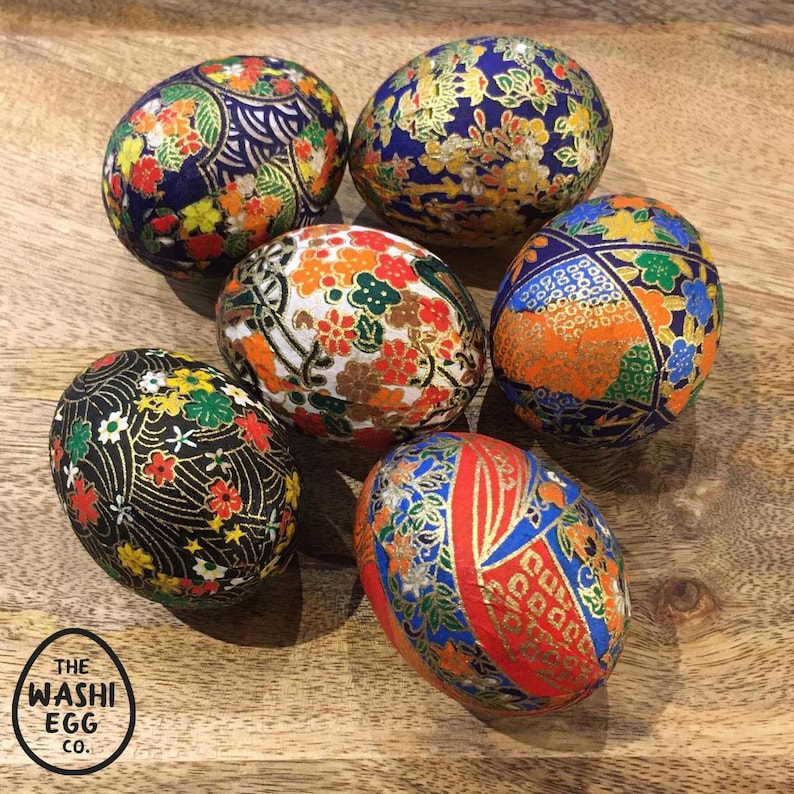 Set of 6 Assorted Washi Eggs Handmade With Japanese Washi Etsy