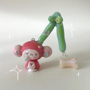 Handmade Clay Cherry Monkey Charm Keychain Phonecharm