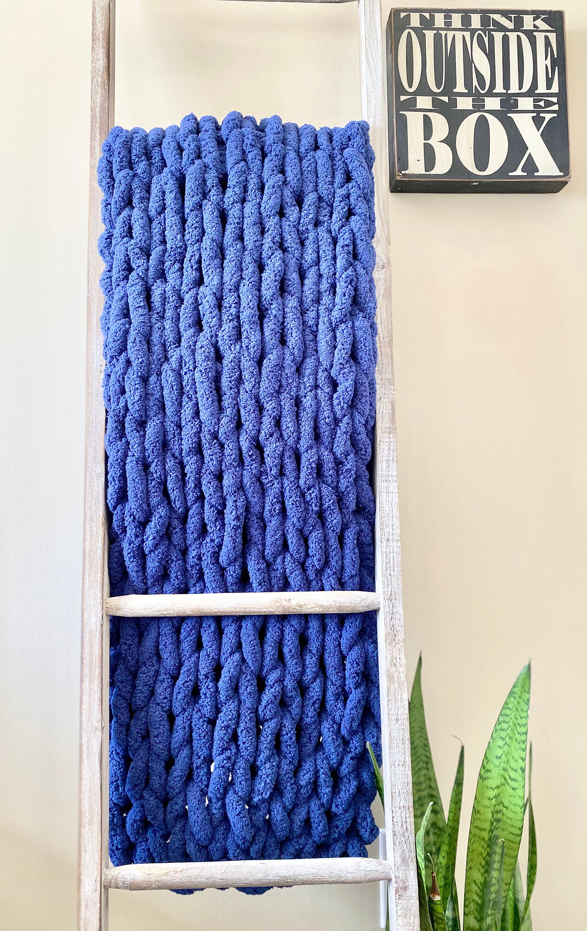 Navy blue chunky knit throw blanket chunky blanket chunky Etsy