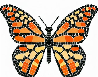 Mosaic monarch butterfly pattern template pack