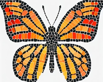 Mosaic monarch butterfly pattern template pack
