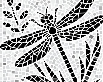Elaborate mosaic dragonfly template pack