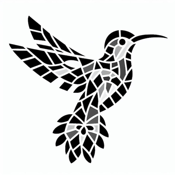 Mosaic hummingbird template pack