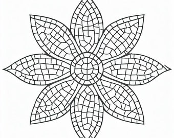 Mosaic flower pattern template pack