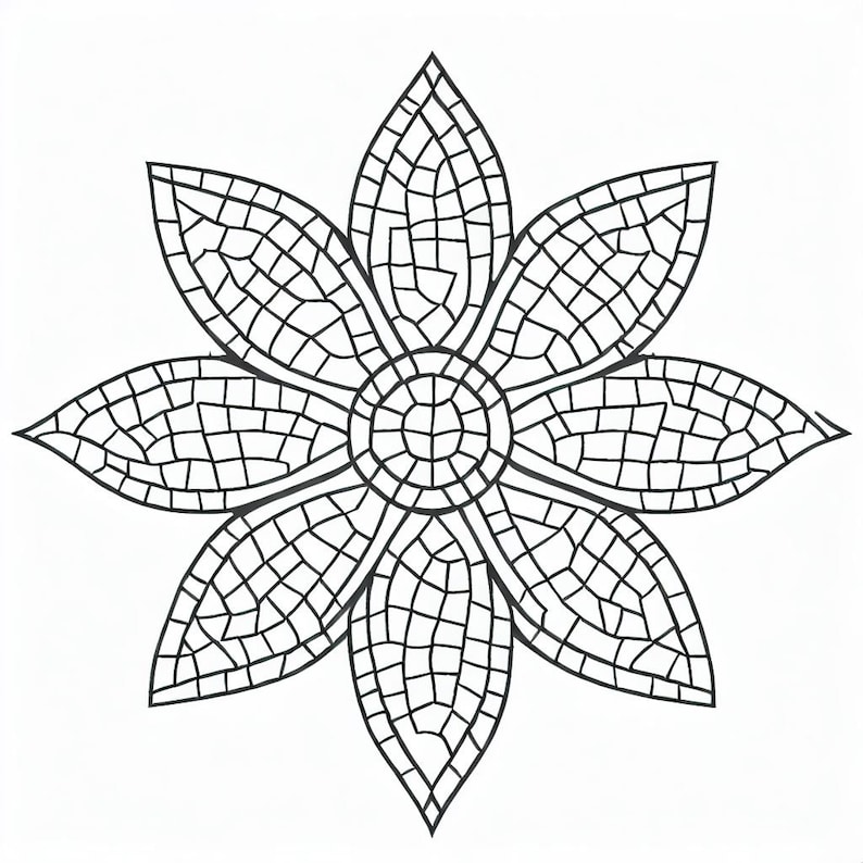 Mosaic Flower Pattern Template Pack Etsy