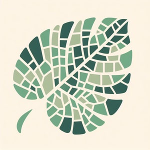Mosaic monstera leaf template pack