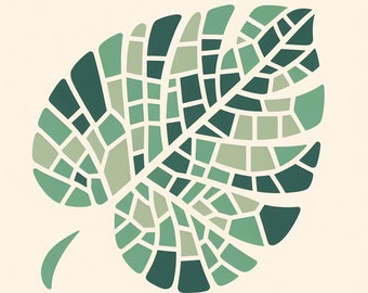 Mosaic monstera leaf template pack