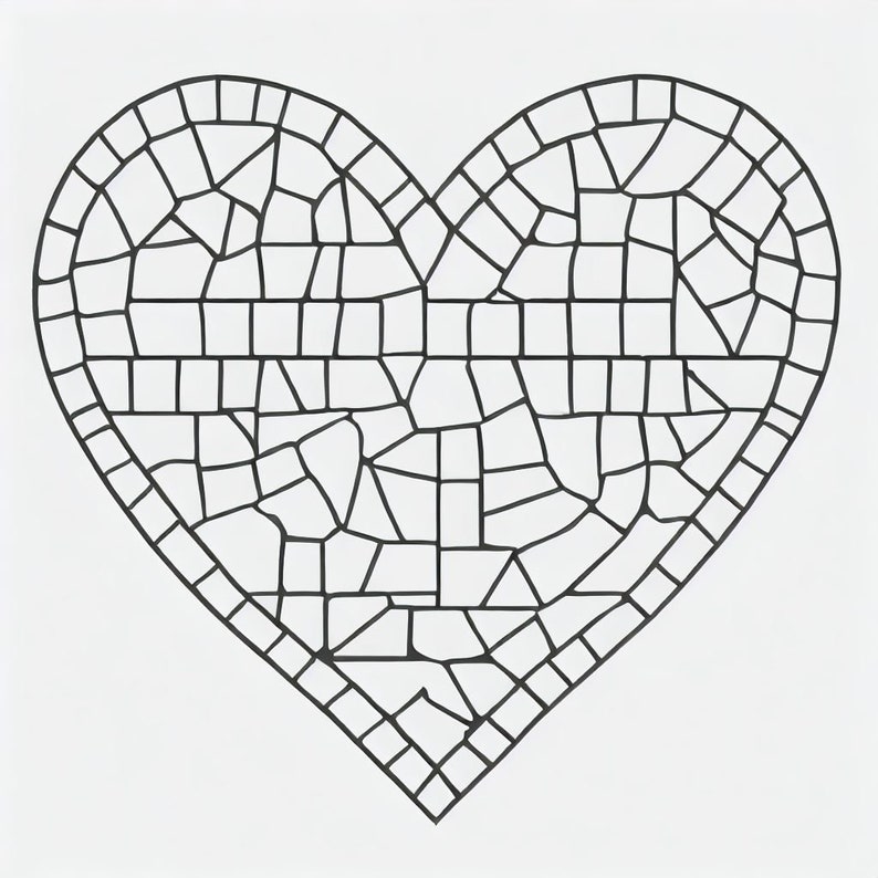 Mosaic Heart Template Pack Etsy