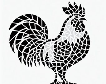 Mosaic rooster template pack