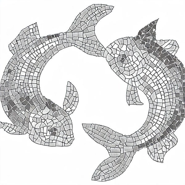 Szablon wzoru mozaiki ryb koi