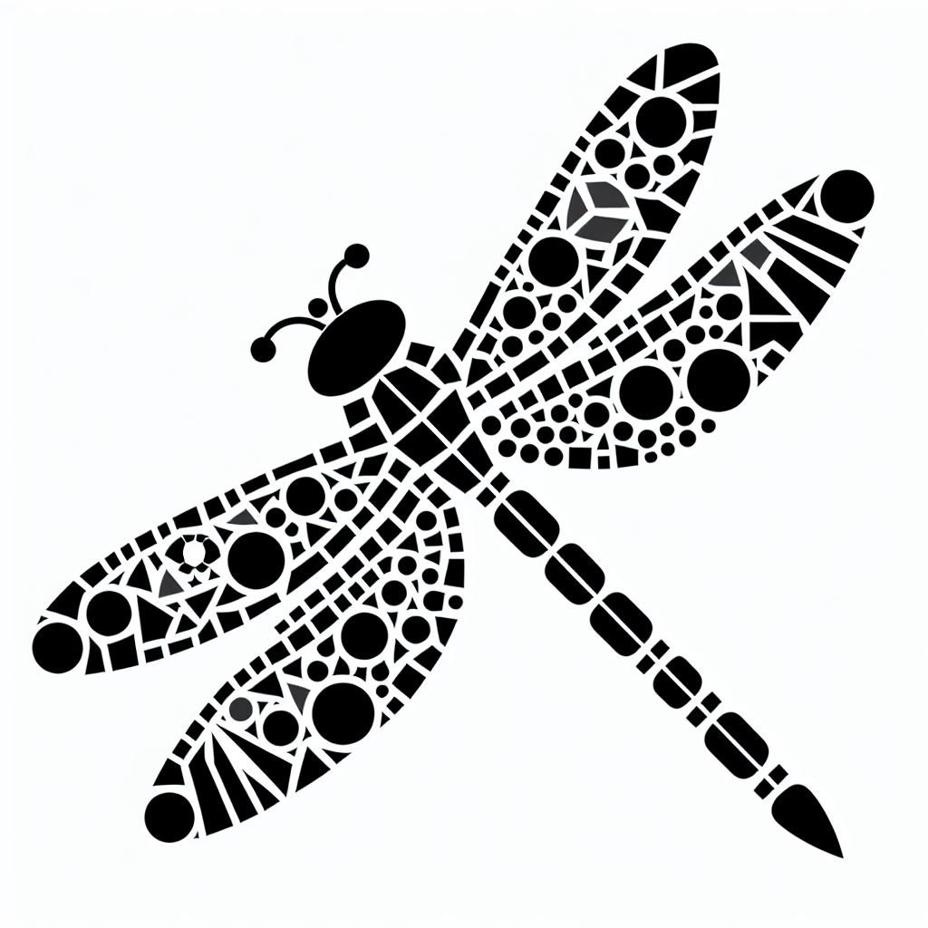 Mosaic Dragonfly Template Pack Simple - Etsy