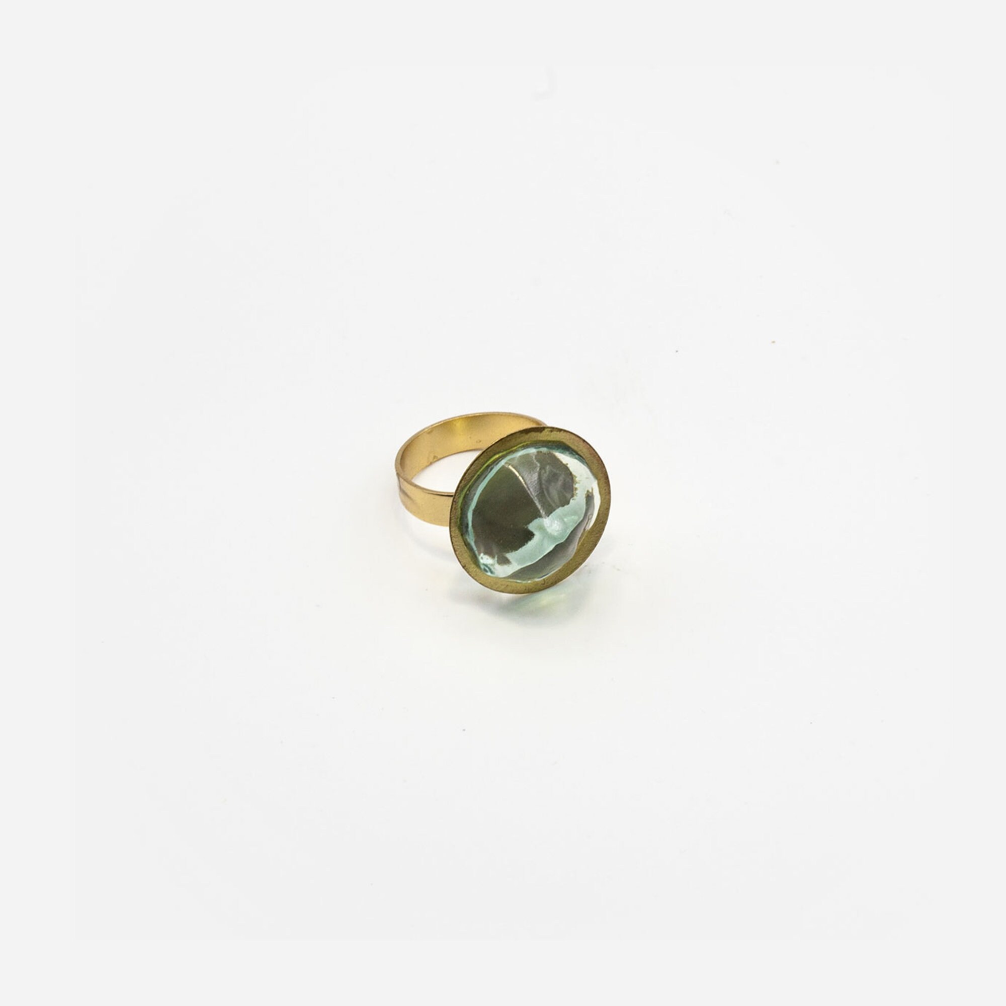 Large Circular Ring in sculpted glass and brass handmade in Etsy