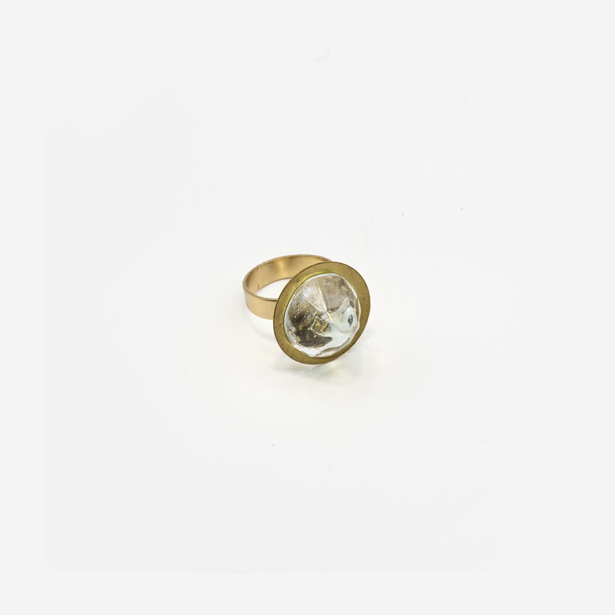 Large Circular Ring in sculpted glass and brass handmade in Etsy