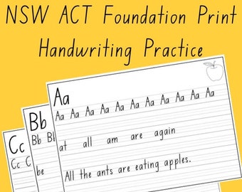 A-Z Alphabet Handwriting Practice Sheets NSW ACT Australia Foundation Print