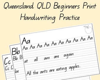 Alphabet Handwriting Practice Sheets A-Z Letters QLD Queensland Australia Q Beginners Print