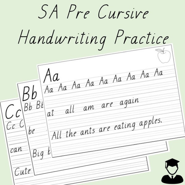 A-Z Alphabet Handwriting Practice Sheets Letter Formation South Australia SA Pre Cursive Print
