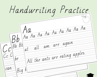 A-Z Alphabet Handwriting Practice Sheets Letter Formation South Australia SA Pre Cursive Print