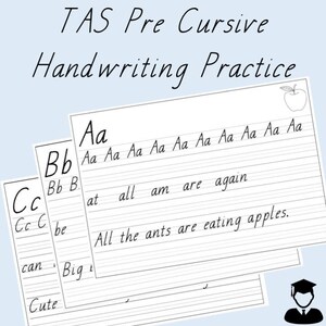 Alphabet Handwriting A-Z Letter Formation Practice Sheets Tasmania TAS Australia Pre Cursive Print