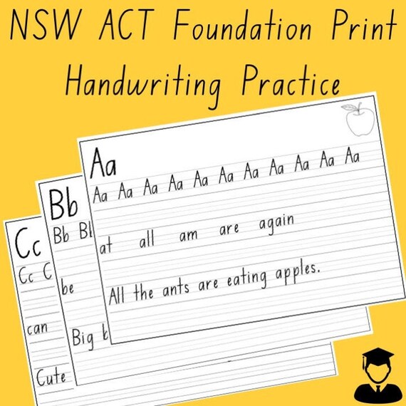 a z alphabet handwriting practice sheets nsw act australia etsy