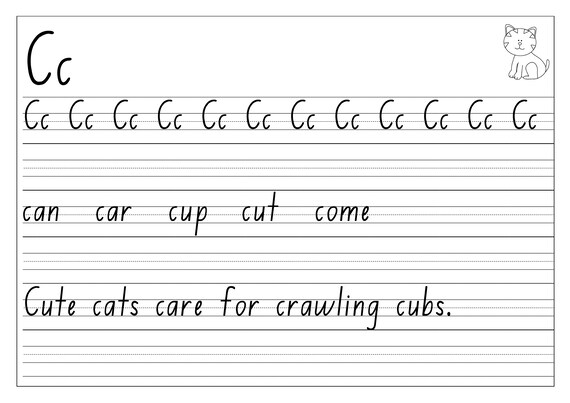 a z alphabet handwriting practice sheets nsw act australia etsy