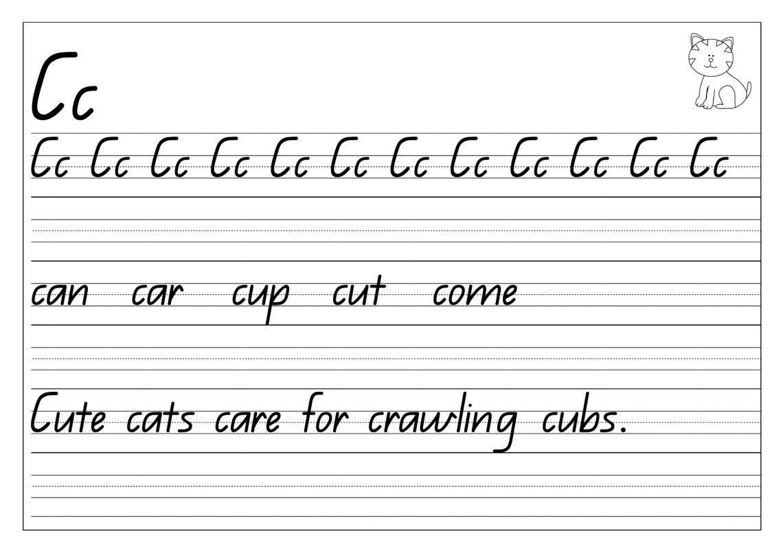 alphabet handwriting practice sheets a z letters qld etsy