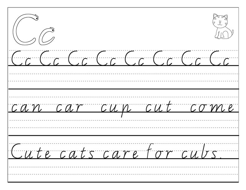 A-Z Alphabet Handwriting Letters Practice Sheet VIC WA NT | Etsy