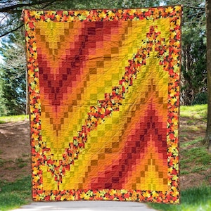 Falling Leaves Bargello Quilt: Autumn Colors Throw, Lap Quilt (50"x64 ...