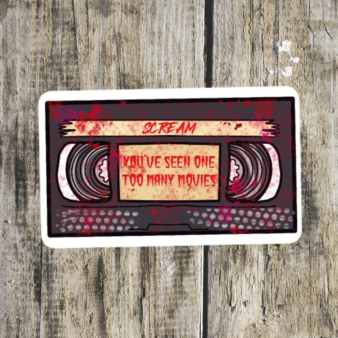 Scream inspired VHS tape sticker hydroflask stickers Mac Etsy