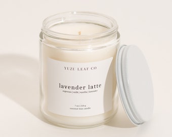 Lavender Latte | Espresso, Milk, Vanilla & Lavnder Scented Candle | 7oz Coconut Wax | Cotton Wick | Coffee Candle | Realistic Latte Scent