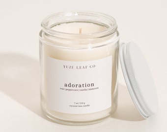 Adoration | Rose, Peppercorn & Labdanum Scented Candle | 7oz Coconut Wax | Cotton Wick | Unique Rose | Spiced Rose | Luxury Perfume Scent