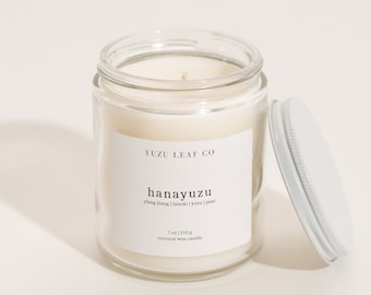 Hanayuzu | Ylang Ylang, Hinoki, Yuzu & Pear Scented Candle | 7oz Coconut Wax | Cotton Wick | Unique Japanese Floral Scent | Luxury Scent