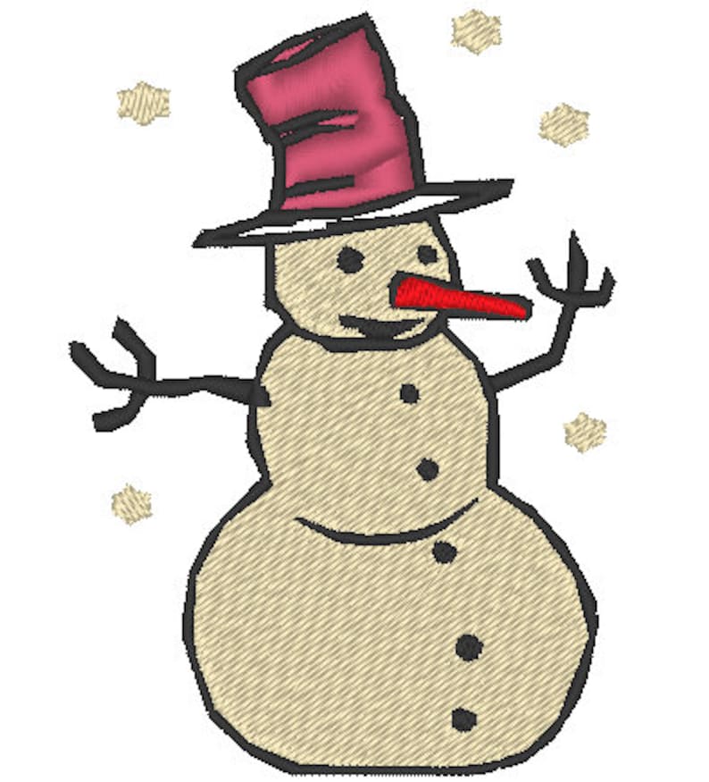 PES format Xmas Snowman Embroidery File