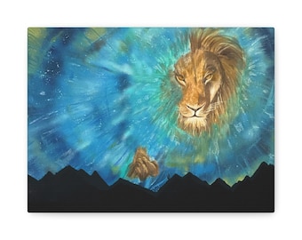 Lion artwork print on canvas, lion painting, art print on canvas, wall decor, bible artwork, christian art