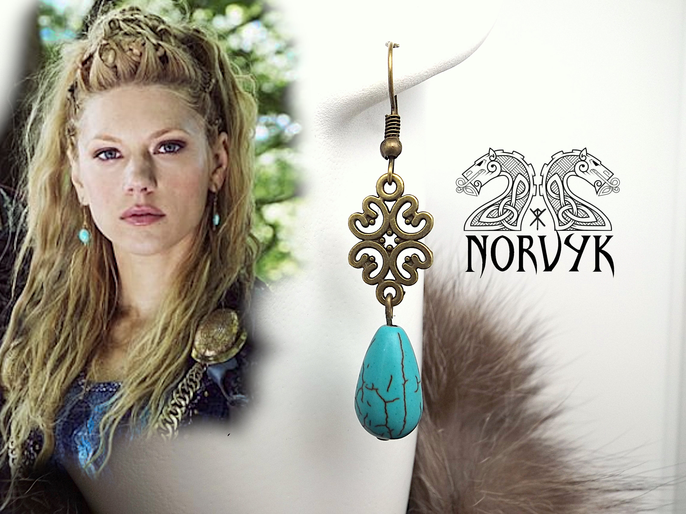 Viking Earrings Lagertha Nordic Handmounted Viking Etsy