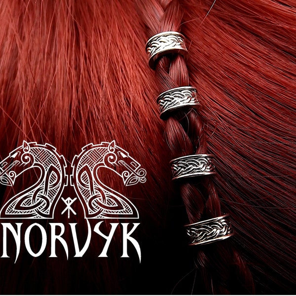 4 Perles à cheveux barbe - dreadlocks - Nordique - Viking - Celtique - Bijoux de cheveux - bague de cheveux - Perle à barbe - Bijoux viking