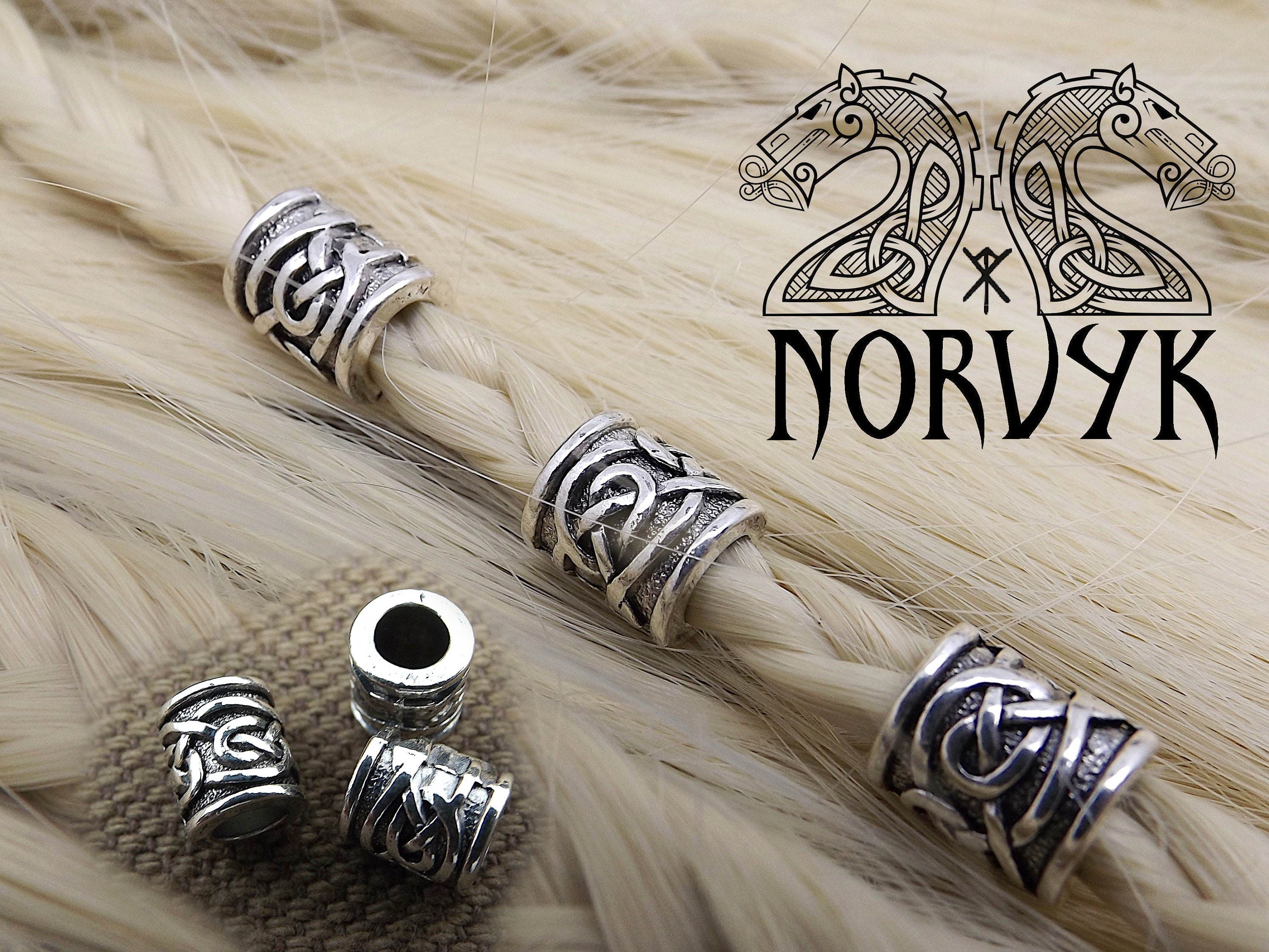 Vaikby 124pcs Viking Hair Beads Accessories, Hair Jewelry Beard Beads for Hair Braids Dreadlocks Accessories, Metal Clips Cuffs Coils, Christmas Gifts
