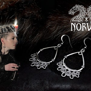 Boucles D'Oreilles Viking Argent 925 - Runes Gravées - Bijoux Homme Femme - Style Médiéval Et Mystique