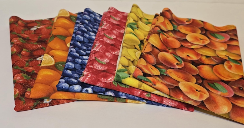 Juicy fruit fabric bundles. 6 different fabrics in fat quarter bundles or half yard bundles. Fruit fabric, fabric bundles. Free Shipping! image 2