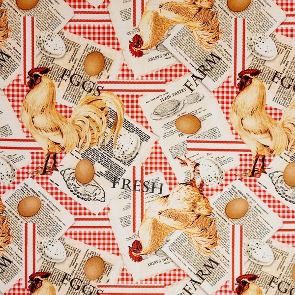 Chicken fabric by Timeless Treasures, #Farm-CD1533. Fabric by the yard and half yard  Chicken fabric, farm fabric, novelty fabric.